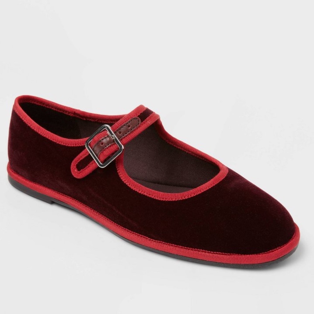 Velvet Mary Jane Flats